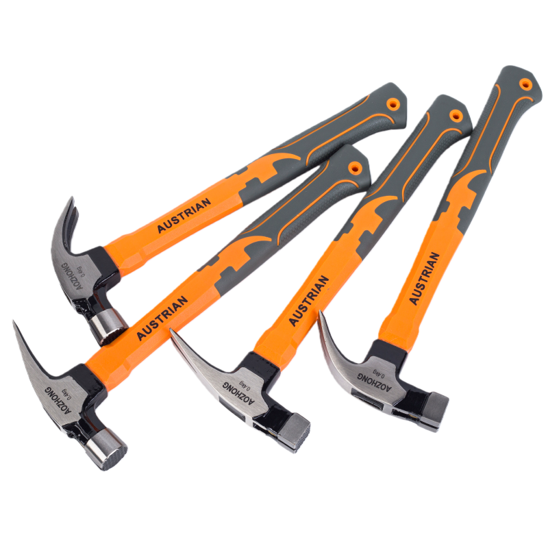 橙色短包塑柄羊角锤